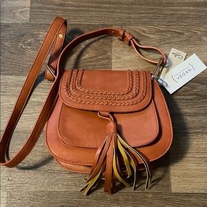 Vegan Leather Tan Crossbody Bag